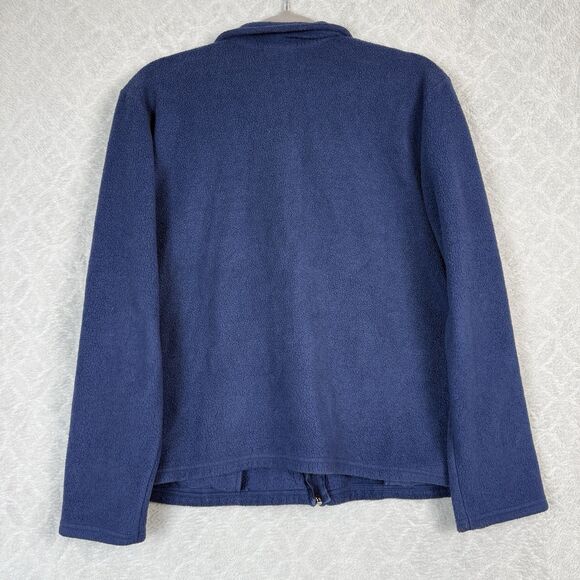 Vtg Holiday Fleece Jacket Women L Blue Snowman Christmas Festive Grandmacore 90s - Picture 7 of 12